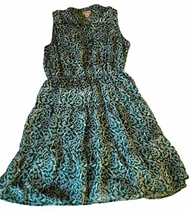 Mossimo Supply Semi-Sheer Sun Dress Green Floral Birds Print Size Medium - Picture 1 of 5