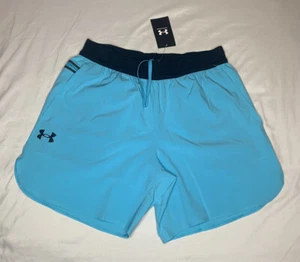 NEW! Under Armour Men's UA Peak WOVEN Shorts Swimming Running Blue Sz Large - Picture 1 of 12