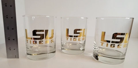 Lot of 3 LSU Tigers Whiskey Glasses Cover