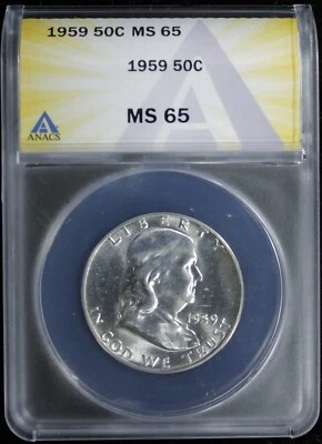 1959 FRANKLIN HALF DOLLAR ANACS MS 65 (2431425) - Image 1 of 4