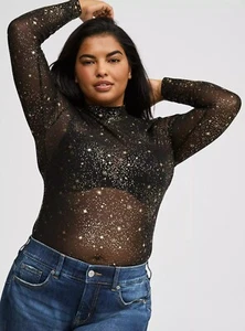 Camisa de malla tórrida Top cuello falso estrellas nueva con etiquetas 3X - Imagen 1 de 11