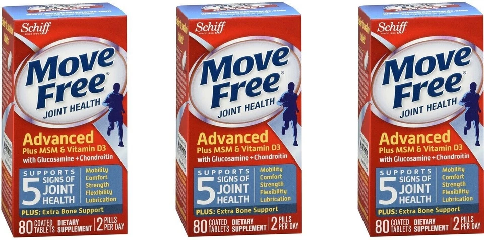 Move Free улучшенное здоровье суставов с витамином D таблетки MSM 80 штук (3 упаковки) - Изображение 1 из 1