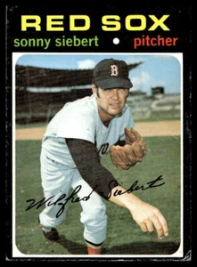1971 Topps #710 Sonny Siebert Medias Rojas de Boston pliegue de bajo grado - Imagen 1 de 2