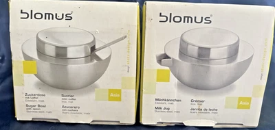 Новый в коробке винтажный BLOMUS ASIA из нержавеющей стали сахарница и сливочник комплект Германия - Изображение 1 из 4