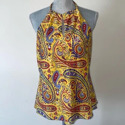 Ralph Lauren 100% Silk Y2K Paisley Halter Top EUC Size Large - Image 1 of 4