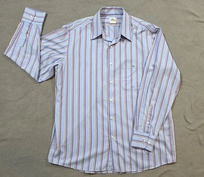 Camisa de vestir de manga larga para hombre Lacoste azul a rayas FR 44 US XL Foto 1 de 4