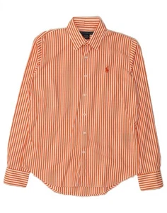 RALPH LAUREN Womens Shirt US 10 Large Orange Striped Cotton AS12 - Picture 1 of 3