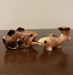 (2) Vintage Molded Fish Shaped Specialized Wax Candle Figurines Unlit - Picture 1 of 13
