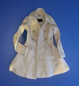 GUESS Double Breasted Collar Beige Wool Blend Pea Coat Women's Size small - Picture 1 of 6