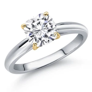 1.12 Ct Cushion Swiss Blue Topaz 10K White and Yellow Gold Solitaire - Picture 1 of 37