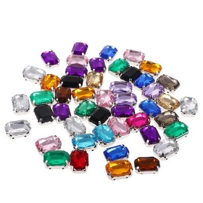 50pcs 10*14mm Oval Ellipse Acrylic Rhinestone Button for DIY - Image 1 of 4