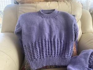 Hand knitted new children's Lavender Aran Jumper chest 22 - Picture 1 of 1