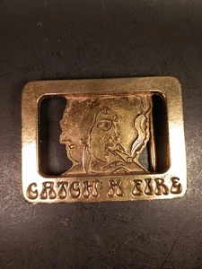 Vintage Bob Marley Catch A Fire Gold Gürtelschnalle Cut Out 3D geätzt - Bild 1 von 7