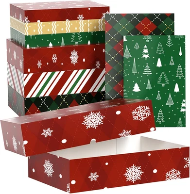 Pacote com 12 caixas de presente de Natal com tampas - Gif grande 17" (4" de profundidade) e 14" (2" de profundidade) - Imagem 1 de 4