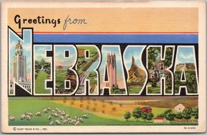Vintage 1939 NEBRASKA Large Letter Postcard Multi-View / Curteich Linen Unused - Picture 1 of 2