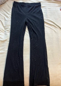 Madden NYC Sparkle Black Pants Women's Bootcut Glitter Party Casual - Picture 1 of 3