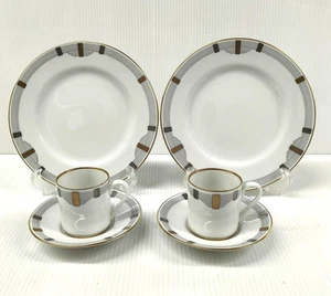 Christian Dior Godron Trio Set  Demitasse Cup & Saucer Plate Set for 2 - Picture 1 of 5