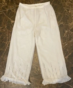 Original Anthony Ivory Color Palazzo Pants Size M With Silver Sequins Ruffle - Picture 1 of 10