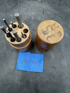 JUEGO PERFORADOR PIN STARRETT DRIVE VINTAGE con SOPORTE DE MADERA como está - Imagen 1 de 8