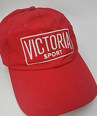VICTORIA'S SECRET SPORTS 棒球帽红色可调节白色标志帽女式 — 第 1/4 张图片