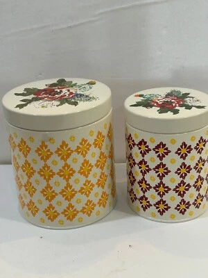 The Pioneer Woman Canisters Metal Farm House Kitchen Floral Top Set Of 2 - Image 1 of 4