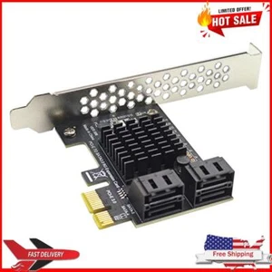 4 Port SATA III PCIe Card 6Gbps SATA 3.0 to PCI Express 1X Adapter with Bracket - Afbeelding 1 van 12