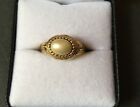 Vintage  Costume Faux Cabochon Pearl Ring Size 7 Gold Tone