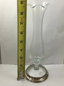 Wallace Sterling R-43 Ruffle Glass Silver Footed Bud Vase 8 3/4" Tall - Picture 1 of 7