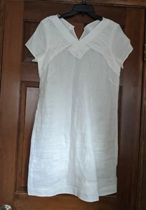 Max Studio Women's sz M Linen Dress White Short Sleeve Ret. NWT $198 - Picture 1 of 5