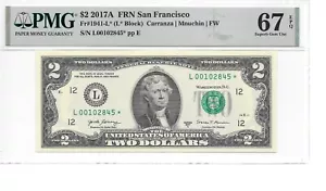 2017A* San Francisco Star $2 FRN (L* Block) PMG 67 EPQ Superb Gem Uncirculated - Picture 1 of 6