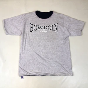 Vintage Russell Athletic Bowdoin College Double Face Reversible T-Shirt Large - Picture 1 of 12