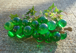 Vtg. Large Green Lucite Acrylic Grapes Cluster Driftwood 13” 1960's Approx. 35