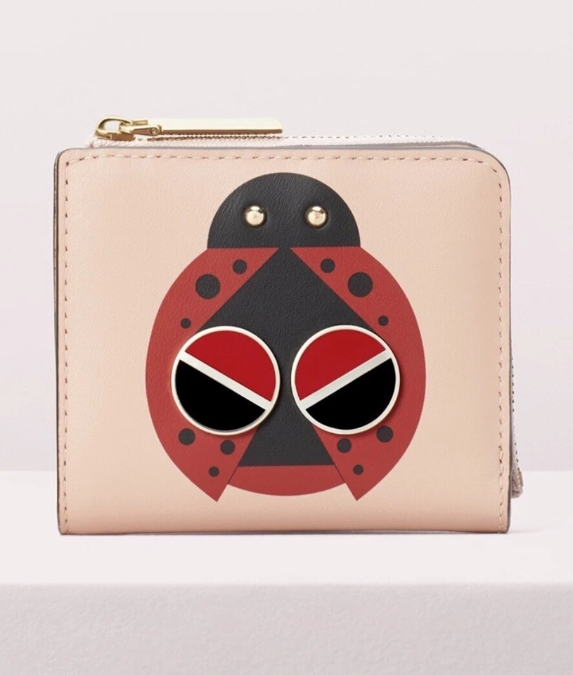 Kate Spade Spademals Lucky Ladybug Leather Small Bifold Wallet PWRU7383