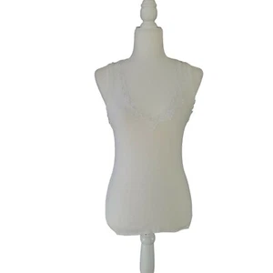 TWINSET Simona Barbiera Lace White Tank Top Shirt Fitted Blouse Scoop Neck Sz M - Picture 1 of 5