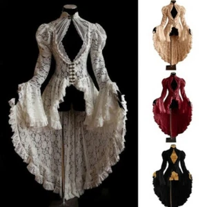 Steampunk Corset Dress Plus Size Gothic Long Renaissance Breathable Lace Dress - Picture 1 of 13