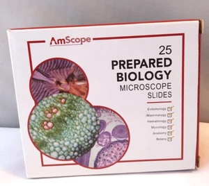 AmScope 25 Microscopio Biologico Preparato Vetro Scivoli Entomologia Mammalogia Botanica - Foto 1 di 9