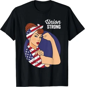 Union Labor Day Shirts for Women Rosie the Riveter USA Flag T-Shirt Hoodie - Picture 1 of 10