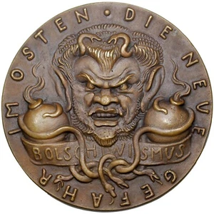GERMANY & RUSSIA Carnival 1919 cast bronze Medal / by Karl Goetz K-223 - Picture 1 of 3