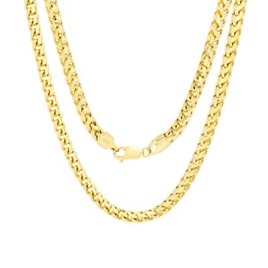 10K Yellow Gold Solid Franco 5mm Diamond Cut Spiga Wheat Chain Mens Necklace 30" - Picture 1 of 6