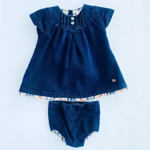 G-Burberry, 6-12M, s/s denim dress + denim bloomer (Denim/Plaid) - Picture 1 of 2