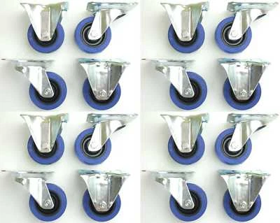 4 Set SL 80 mm Gummi Rollen BLUE WHEELS Transportrollen Lenkrollen & Bockrollen - Bild 1 von 4