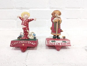 Pair Mary Englebright Cast Iron Christmas Stocking Holders Midwest Imports Lion - Picture 1 of 10