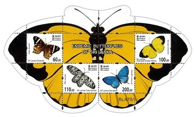 ENDEMIC BUTTERFLIES OF SRI LANKA - 3 Miniature Sheet limited edition stamp - Image 1 of 2