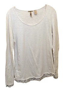 BKE Damen weißes leichtes Langarmshirt mit Nietenbesatz Large - Bild 1 von 5