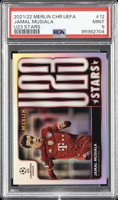 2021-2022 TOPPS MERLIN CHROME UEFA LEAGUE U23 STARS #12 JAMAL MUSIALA PSA 9 - Image 1 of 2