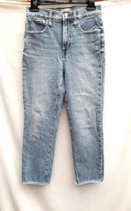 Pantalones de mezclilla para mujer Madewell 25P Perfect Vintage dobladillo crudo azul con bolsillos de tiro alto - Imagen 1 de 7