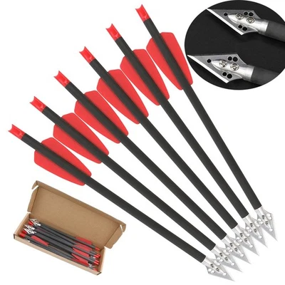 9" Crossbow Bolts Pure Carbon Arrows Blade Arrowheads Vanes Archery Bow Hunting - Image 1 of 4