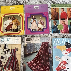 Coats & Clark Pattern Book Lot of 6 Crochet Knitting Afghans Old & New Favorites - Picture 1 of 13