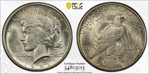Dólar de plata P Peace 1921 graduación profesional AU-58 Peace - Imagen 1 de 1