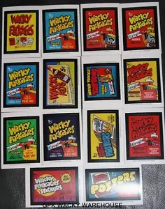 WACKY PACKAGES OLD SCHOOL 4 COMPLETE WRAPPERS ADS STICKERS SET 14/14 WHITE BACK - Picture 1 of 1